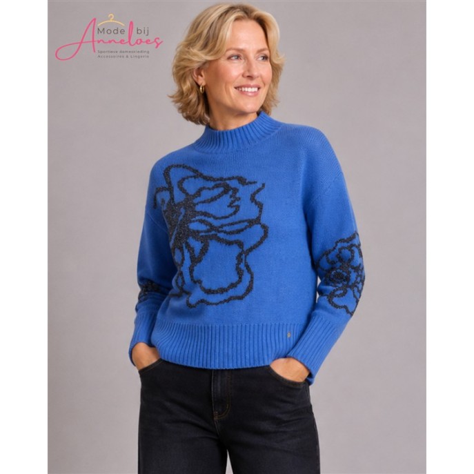 Micha Trui 183176 Bloem Glitter Blauw Micha Trui 183176 Bloem Glitter Blauw